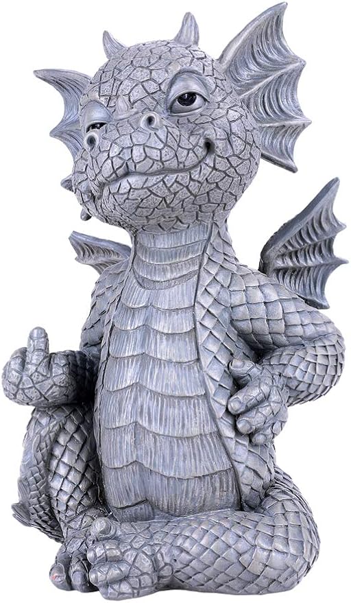 Pacific Giftware Garden Dragon Finger up Garden Display Decorative Accent Sculpture Stone Finish