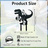 WADORN Dinosaur Gnome Metal Decorative Garden Stakes, Funny Dinosaur Gnome Metal Silhouette Statues Animals Garden Ornament Gifts Black Yard Art Decoration for Outdoor Backyard Patio Lawn Walkways