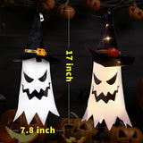 Halloween Decorations Outdoor Halloween Decor Hanging Outdoor Glowing Ghost Witch Hat Decorations Indoor Ornaments for Home Tree Garden Yard (4Pcs)