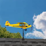 Handmade Piper J3 Cub Airplane Weathervane for Yard Airplane Wind Spinner Metal Windmill Outdoor Sculpture Float Plane Model (Large)
