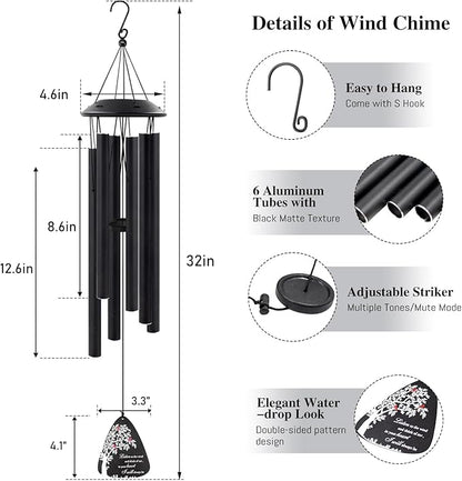 Sympathy Wind Chimes for Loss of Loved One, 32" Memorial Windchimes for Outside, Bereavement Gifts in Memory of Mother Father,Outdoor Chimes Home Garden Patio Decor