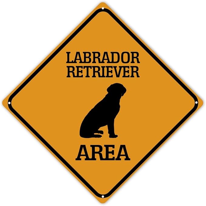 Labrador Retriever Crossing Xing Sign Beware of Dog Metal Sign Labrador Retriever Warning Sign Crossing Zone Sign for Farm Yard Front Door Indoor Outdoor Street Sign 15x15in