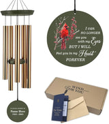 Personalized Cardinal Wind Chimes, 36inch Memorial Wind Chimes, in Loving Memory of Dad/Mom, Sympathy Mourn Gifts, Custom Funeral Wind Chime for Loss of Loved Ones (Produced in USA)