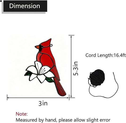 Replacement Wind Catcher, Wind Chime Sail Replacement with 16.4FT Nylon Cord, Metal Wind Chime Parts Replacement for Sympathy Wind Chimes and Wind Bells, Colorful red Cardinal