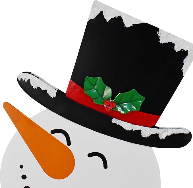 Morning View Christmas Snowman Joy Yard Stakes Sign Metal Joy Garden Stake Decorations Outdoor Lawn Ornaments Xmas Yard Stake Holiday Winter Wall Decor for Patio Pathway Outside Red 25.2 Inches Tall
