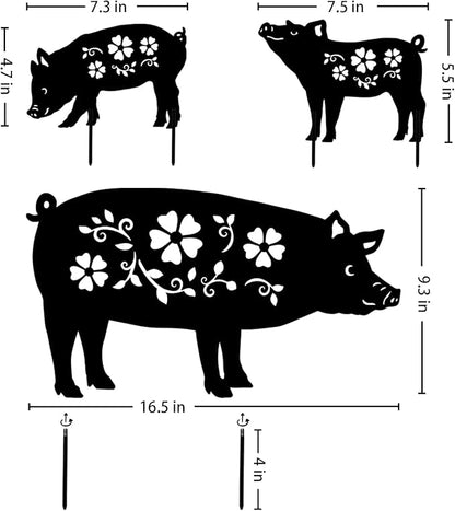 Pig Metal Decorative Garden Stakes Pig Gifts for Women Men Mom Birthday Gifts Silhouette Statues for Garden Decor, Yard Art, Patio, Outside, Lawn Ornaments, Outdoor Decorations