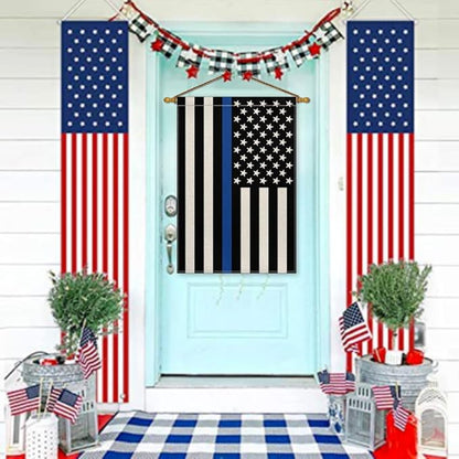 AVOIN colorlife Thin Blue Line House Flag 28x40 Inch Double Sided, American Stars and Stripes Police Officers Solidarity Yard Outdoor Decoration