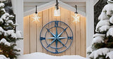 Nightclawing Nautical Compass Wall Decor, Coastal Nautical Beach Decor, Porch Patio Travel Adventure Wall Hanging, 41",Indigo