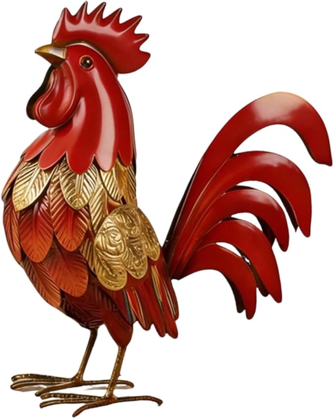 MYCENSE Rooster Statue Garden Accessories Animal Figurine Iron Sculpture Multifunctional Landscape Ornament for Porch Lawn