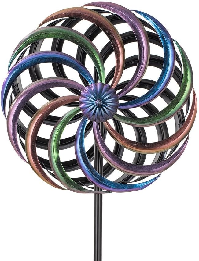 DREAMYSOUL Wind Spinner Outdoor, 13" Dia Rainbow Metal Wind Spinners, Dual Kinetic Wind Spinners for Yard Garden Outside Patio Lawn Decor