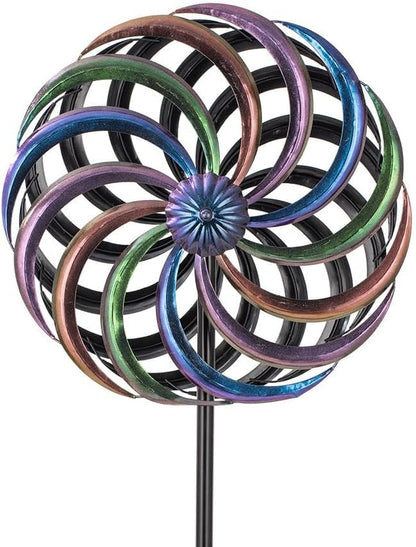 DREAMYSOUL Wind Spinner Outdoor, 13" Dia Rainbow Metal Wind Spinners, Dual Kinetic Wind Spinners for Yard Garden Outside Patio Lawn Decor