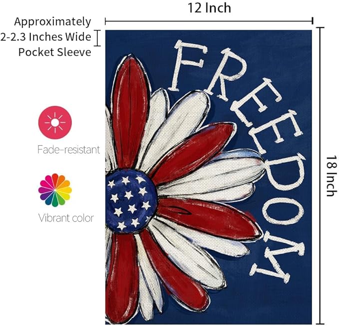CROWNED BEAUTY Patriotic Garden Flag 12x18 Double Sided Small Burlap 4th of July Decoration for Outside Yard