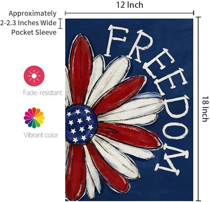 CROWNED BEAUTY Patriotic Garden Flag 12x18 Double Sided Small Burlap 4th of July Decoration for Outside Yard