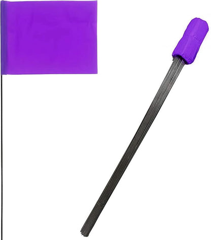 Purple 4x5 Inch Marker Flags, 100 Pack | Boundary, Dog Training, Invisible Fence, Yard/Lawn/Survey/Landscape/Sprinkler Flags