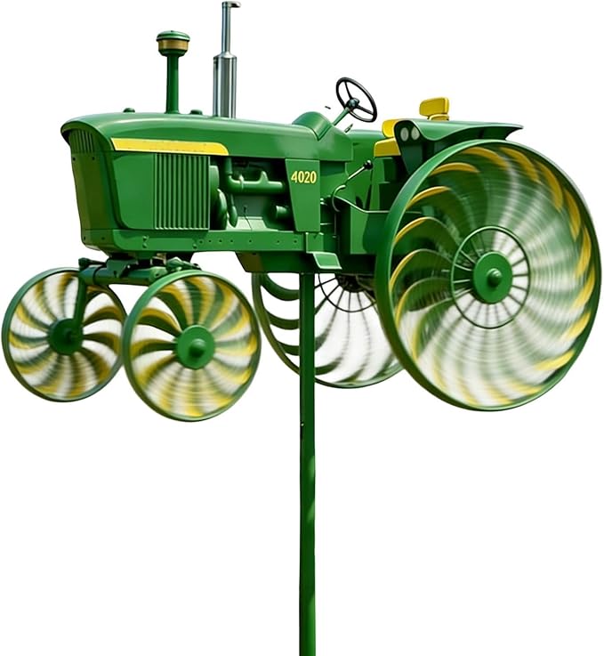 Tractor Wind Spinner, Metal Windmill Stake, Outdoor Sculpture with Garden Patio Decor, Yard Decor with Front Porch Backyard Lawn, Garden Stake, Wind Spinner for Yard Patio Lawn