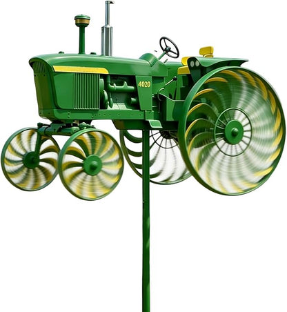 Tractor Wind Spinner, Metal Windmill Stake, Outdoor Sculpture with Garden Patio Decor, Yard Decor with Front Porch Backyard Lawn, Garden Stake, Wind Spinner for Yard Patio Lawn