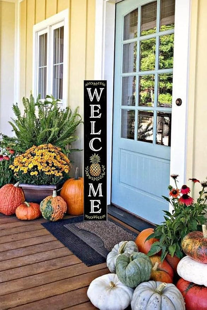 Welcome With Pineapple Sign for Front Door, 4ft Tall Front Porch Decor, Vertical Wooden Signs for Front Porch, Rustic Farmhouse Wood Porch Decorations Outdoor