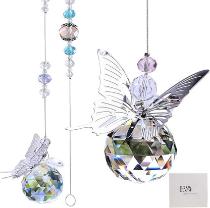 H&D HYALINE & DORA 30mm Handmade Butterfly Crystal Ball Prism Rainbow Maker Hanging Suncatcher Home Decoration