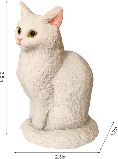 Cat Resin Outdoor Tree Sculpture Gift Garden Terrace Lawn Outdoor Cat Statue (White)