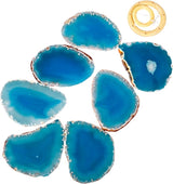 Nupuyai Wind Chimes - Unique Agate Slices Geode Stone Wind Chimes Indoor Outdoor, Healing Stone Windchime Hanging Ornament for Home Garden, 27.6-33.5'', Blue Agate