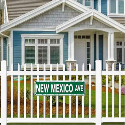 New Mexico State Tin Decor 16 * 4 Inches "NEW MEXICO AVE" Home/Patio Wall Art - Retro State Accent, Southwestern Decor, New Mexico Metal Sign