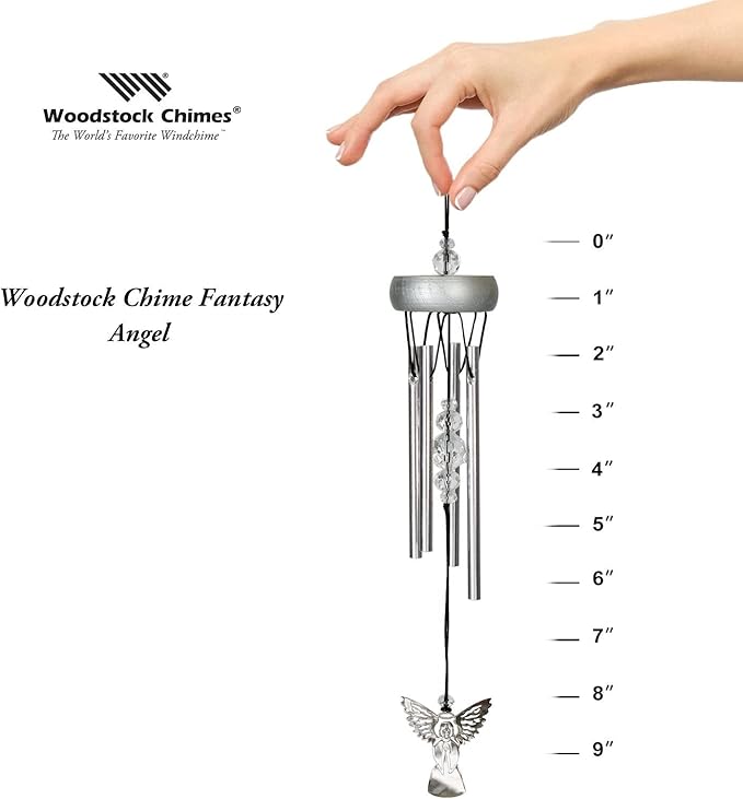 Woodstock Chimes Signature Collection, Fantasy, Angel 10'' Décor Designs - Small Chimes Wind Chimes for Outdoor, Patio, Home or Garden Décor (WCFA)