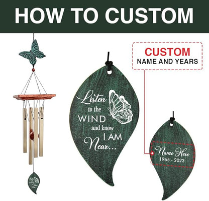 ASTARIN Memorial Custom Wind Chimes for Loss of Loved One, Wind Chimes for Patio Yard Decor, 24'' Condolences