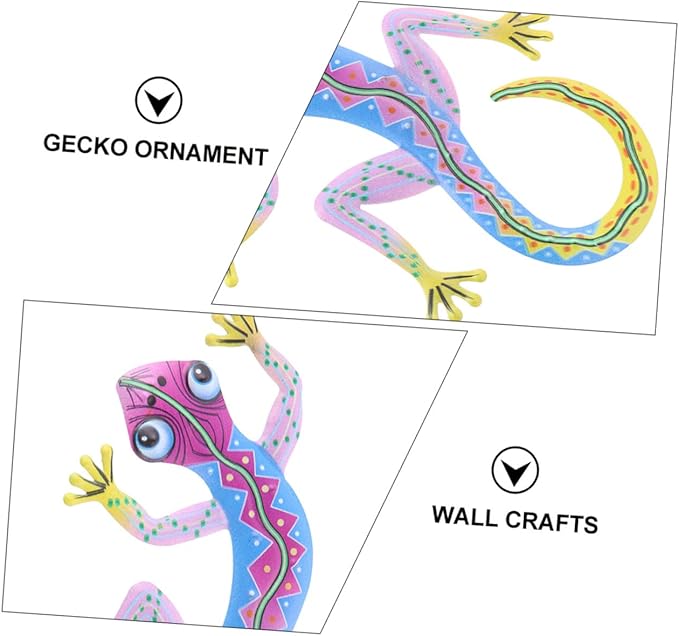 PAREKS 2pcs Gecko Ornament Outdoor Enclosure House Decorations for Home Outdoor Statues Hanging Glass Sculpture Metal Hanging Lizard Garden Iron Gecko Ornament Gecko Hanging Crafts Puppet/1535
