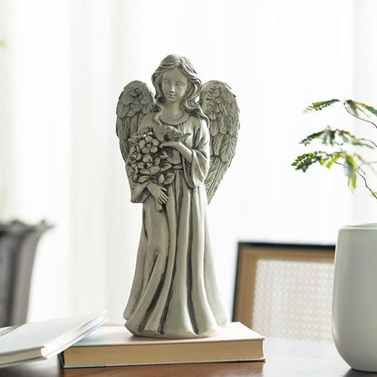 Rezpuao Solar Angel Statue for Outdoor, Angel Figurine with Resin, Outdoor Decor for Patio Lawn Yard Porch, Garden Gift
