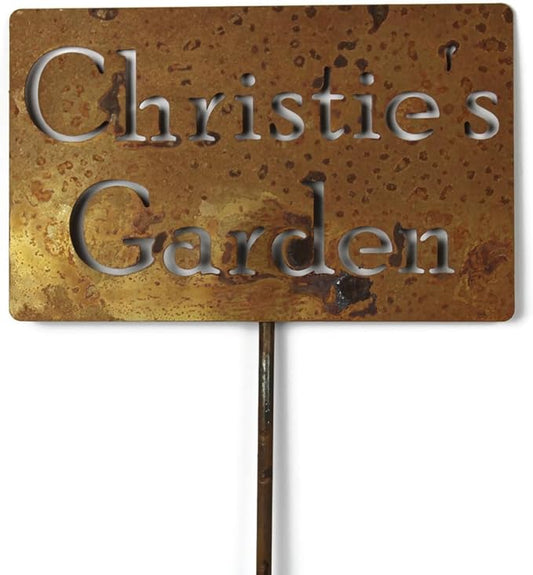 Classic Metal Garden Markers Clearance Items 20 to 33 Inches Tall (Christie's Garden, Naturally Rusted)