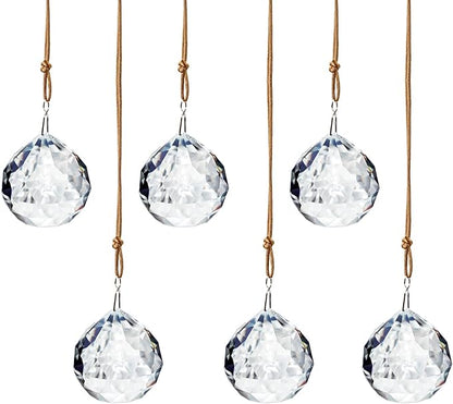 1.57in Crystal Ball Sun Catcher Prisms 6pcs Hanging Crystals Rainbow Maker Decorations for Chandelier Window Wedding Valentines Decor