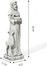 Glitzhome St. Francis Feeds Animals Statue Outdoor Garden Memorail Sculpture, 36.25in Tall, Cement Gray