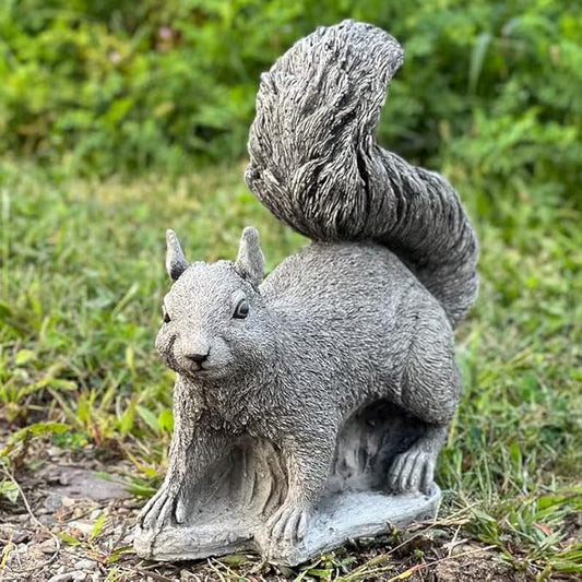 Realistic Forest Squirrel Statue Animal Concrete Sculpture for Garden Patio Backyard Handmade Squirrel Figurine
