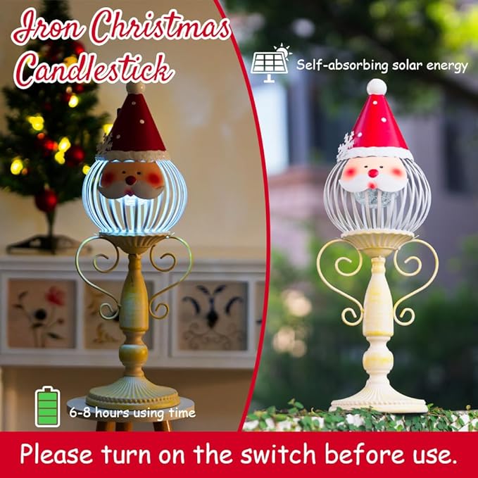 Santa Christmas Solar Lanterns for Outside,Solar Lanterns Outdoor Waterproof, Gift for Garden Pathway Yard Christmas Decorations