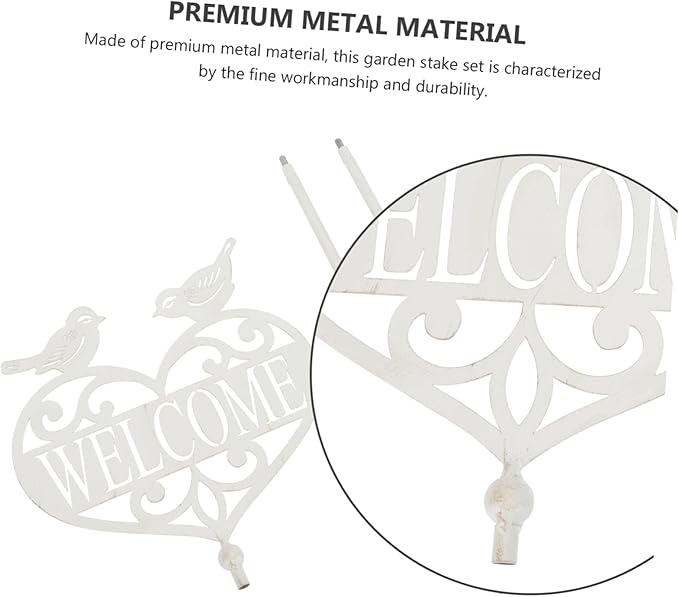 Outdoor Welcome Garden Sign Stake Decorative Metal Welcome Board for Yard Patio Lawn Plug-in Garden Decor 33.85X7.87In