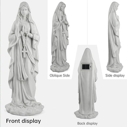 VChymm Virgin Mary Statue 31.49 Inch Religious Garden Statue Solar Mary Statue Outdoor Yard Patio Deck Home Entryway Hallway Sculpture