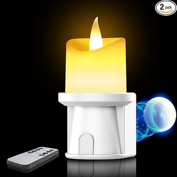 Flameless Candles Night Light with Flickering Flame, Battery Operated LED Night Light, Magnetic Attachment for Easy Placement, Realistic Candlelight for Home, Bathroom, Window Decor (White, 1 Pack)