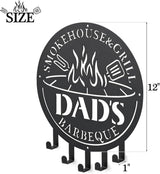 Qmetalart Metal BBQ Sign with Utensil Hangers Smokehouse Wall Art for Outdoor Grill Area Patio Backyard Decor Barbecue Grill Gift for Dad, Grandpa, Papa - Father’s Day Gift