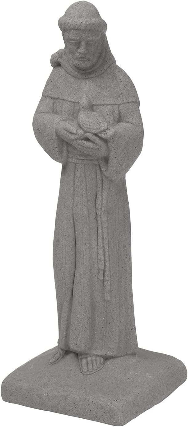 EMSCO Group Saint Francis Statue Natural Granite Appearance Made of Resin Lightweight 29" Height