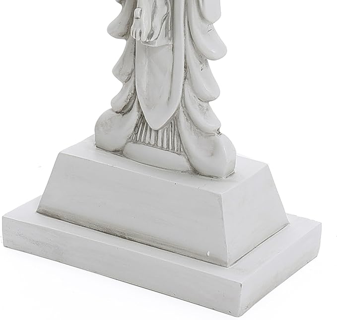 LuxenHome Jesus Cross Decor Statue, 19 Inch Tall Off White Polyresin Holy Cross Jesus Crucifix Statue, Standing Crucifix Catholic Decor for Indoor Outdoor Garden, Christ Sculpture Gift