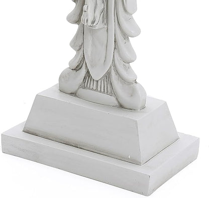 LuxenHome Jesus Cross Decor Statue, 19 Inch Tall Off White Polyresin Holy Cross Jesus Crucifix Statue, Standing Crucifix Catholic Decor for Indoor Outdoor Garden, Christ Sculpture Gift