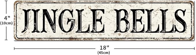 Madcolitote Ancient Retro Jingle Bells Wood Sign Jingle Bells Custom Street Sign Rustic Wooden Wall Art Farmhouse Wall Decor Kitchen Home Decor Signs Wall Hanging Sign Housewarming Gift 4x18in