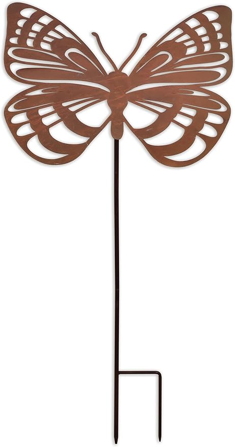 Sunset Vista Designs Outdoor Garden Décor - Goliath Butterfly Yard Art Garden Stake, 33" Tall, Rustic Metal