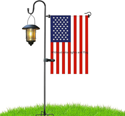 Garden Flag Stand and Shepherd Hook,48 Inch Garden Flag Pole Holder with one Tiger Clip and two Spring Stoppers for Bird-Feeder Lantern Plant-Hook Garden-Stake Seasonal Flags