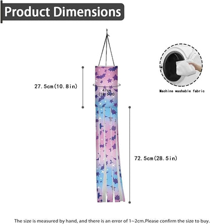 Halloween Bats Stars Windsock Hanging Flag Durable Fabric Polyester Wind Sock with Tails Patio Lawn Garden Tree Party Fall Thanksgiving Decoration