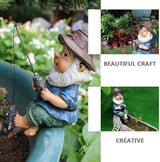Yardwe 1pc Fishing Dwarf Resin Statue Decor Ornament for Landscape Outdoor Sculpture for Lawn Decoration Unique for Home and Garden