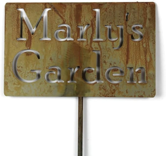 Classic Metal Garden Markers Clearance Items 20 to 33 Inches Tall (Marly's Garden, Naturally Rusted)