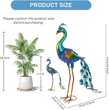 Metal Peacock Garden Decor Outdoor Statue, 26" Metal Yard Art Peacock Garden Sculptures Outside Decoration for Home Patio Lawn Backyard, Gift for Moms Grandma Women