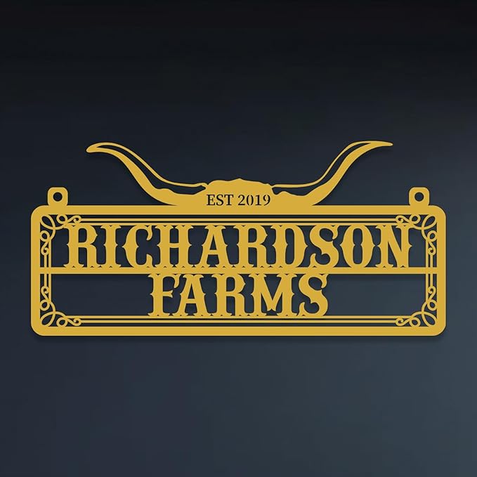 Personalized Metal Farm Sign, Customized Family Name Ranch Sign, Large Last Name Sign for Farmhouse Decoration, Outdoor Farm Wall Art, Welcome Sign, Entrance Gate Sign, Farm Lovers Gift, Garden Decor