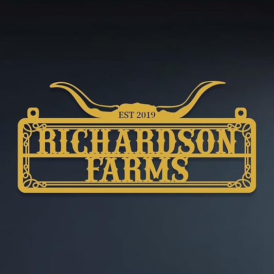 Personalized Metal Farm Sign, Customized Family Name Ranch Sign, Large Last Name Sign for Farmhouse Decoration, Outdoor Farm Wall Art, Welcome Sign, Entrance Gate Sign, Farm Lovers Gift, Garden Decor